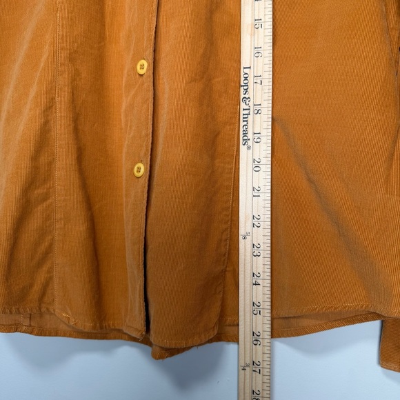 Vintage L.L.Bean Corduroy Shacket Shirt Womens 14 Mustard Gold 90s - Picture 12 of 12